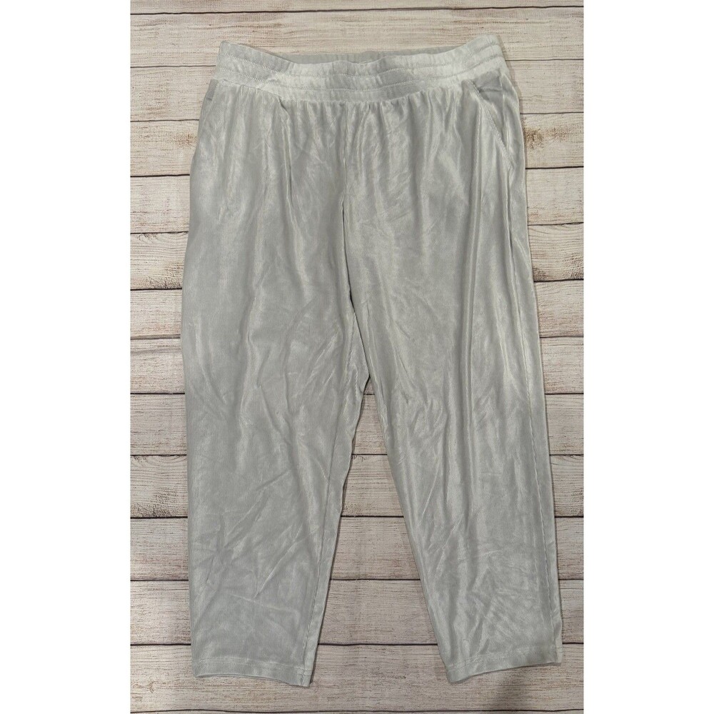AnyBody Brushed Sweater Rib Wide Leg Gray Pants Size Large